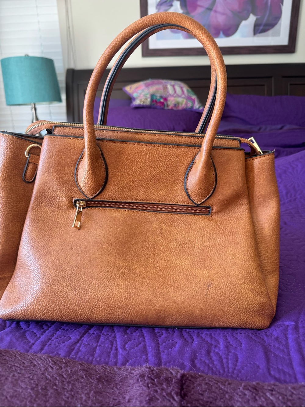 Classic Tan Leather Tote Handbag